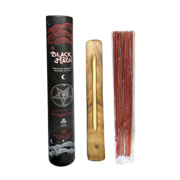 incienso atracción 30 varitas black magic con porta incienso