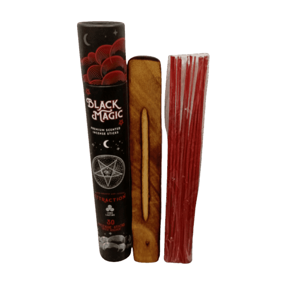 incienso atracción 30 varitas black magic con porta incienso