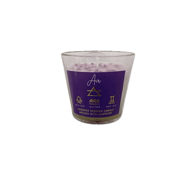 vela aromática signos de aire – lavanda & amatista (larga duración)