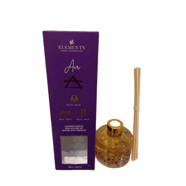difusor de varillas signos de aire – lavanda & amatista