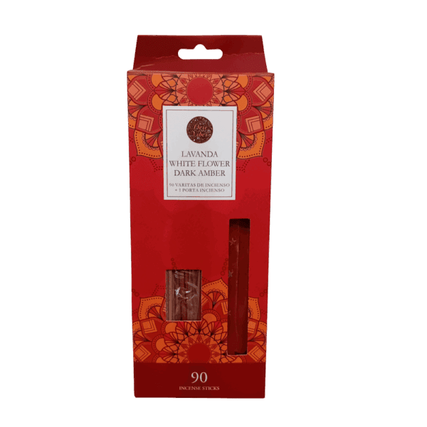 set incienso 3 aromas desi vibes (dark amber + lavanda + white flower)
