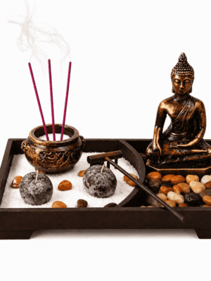 set jardín zen decorativo con buda e incienso grande