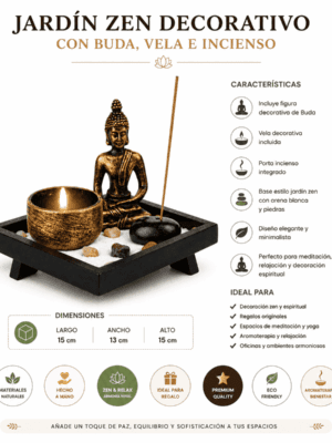set jardín zen decorativo con buda e incienso chico