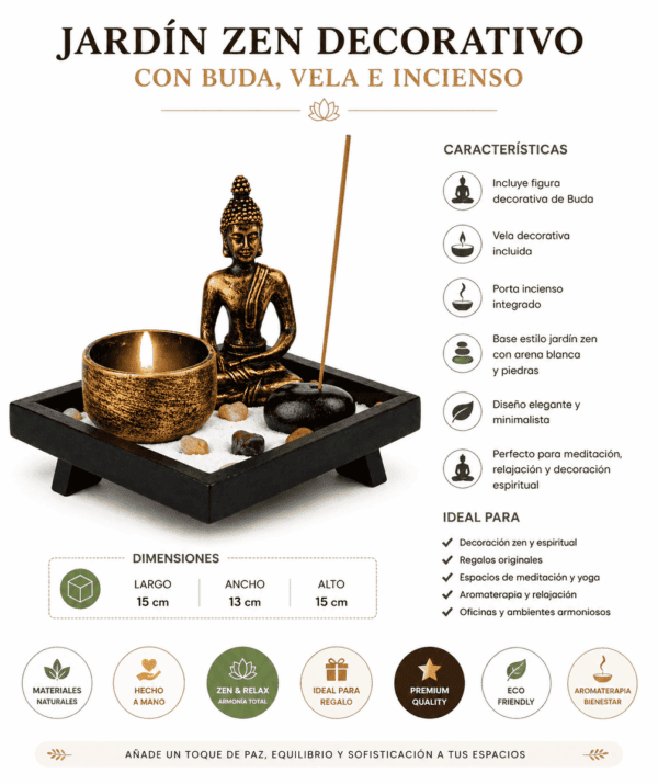 set jardín zen decorativo con buda e incienso chico set jardín zen decorativo con buda e incienso chico