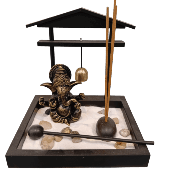 set jardín zen decorativo con ganesha e incienso mediano
