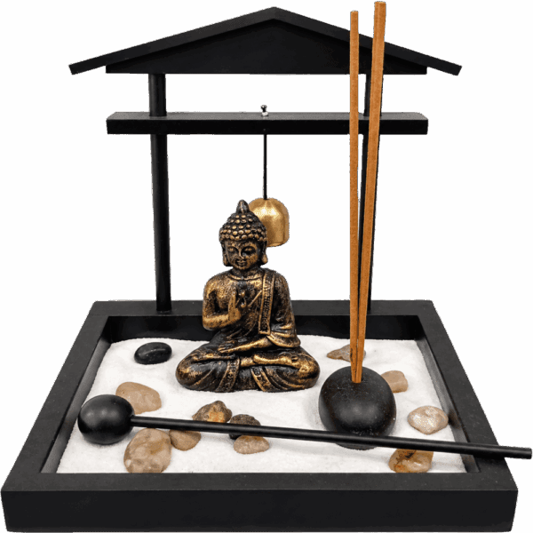 set jardín zen decorativo con buda e incienso mediano