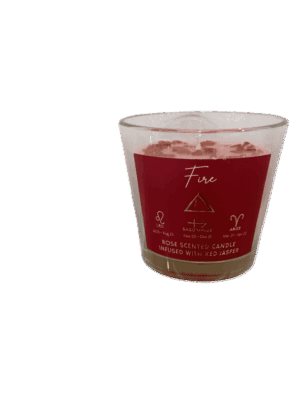 vela aromática signos de fuego – rosa & jaspe rojo (larga duración)