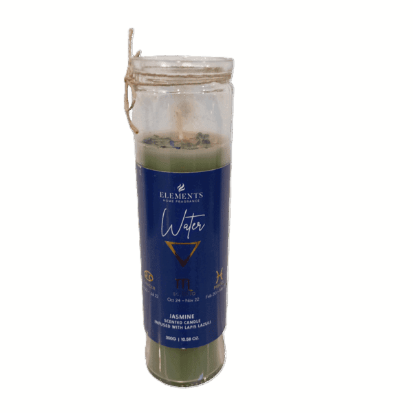 velón en frasco signos de agua – jazmín & lapislázuli (300g)