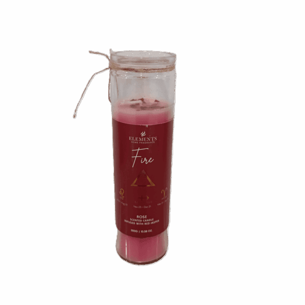 velón en frasco signos de fuego – rosa & jaspe rojo (300g)